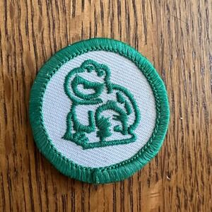 Girl Scouts Frog Merit Badge Unisex OS Green Excellent Vintage Embroidered Patch